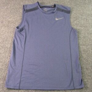 Nike Breathe Tank Top Mens Small Blue Grey Dri-FIT Running Sleeveless Training